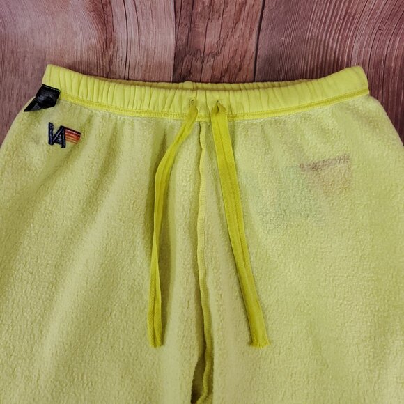 *FLAW* Aviator Nation Womens Size Large Neon Yellow Logo Sweatpants Joggers - Picture 9 of 12